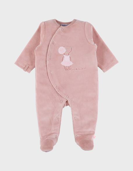 Pyjama bébé velours brodé Rose 1 - vertbaudet enfant 