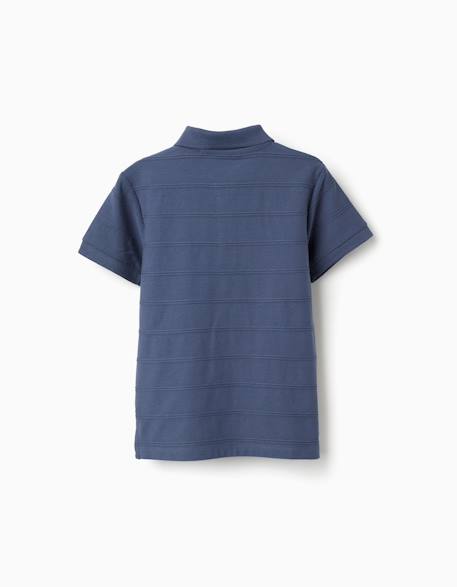 Polo en coton avec lignes en relief b&s Bleu 2 - vertbaudet enfant 