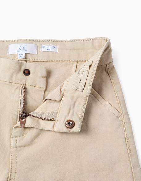 Short chino midi en sergé avec poches Beige clair+Bleu 3 - vertbaudet enfant 