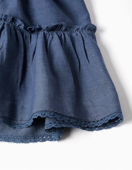 Robe en coton et lin avec manches à volants you&me Bleu 4 - vertbaudet enfant 