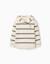 Sweat en coton à capuche et rayures Beige clair 1 - vertbaudet enfant 