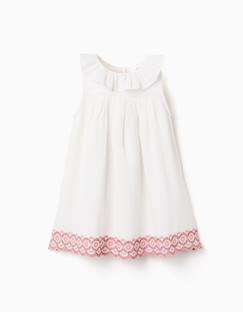 Bébé-Robe, jupe-Robe en coton et lin à broderie anglaise