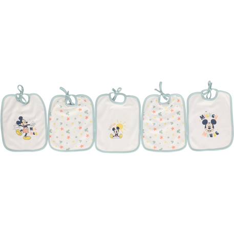 Lot de 5 bavoirs mickey coton Vert 3 - vertbaudet enfant 