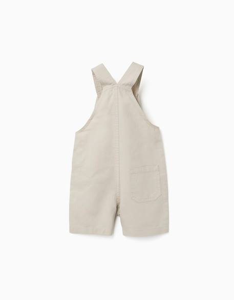 Salopette en lin et coton avec poches Beige clair+Bleu 2 - vertbaudet enfant 