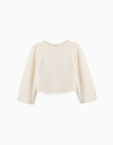Cardigan en maille de coton à point de lien b&s Beige clair 1 - vertbaudet enfant 
