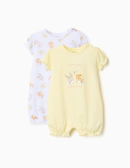 Bébé-Salopette, combinaison-2 combishorts en coton avec looney tunes