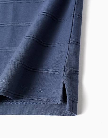 Polo en coton avec lignes en relief b&s Bleu 4 - vertbaudet enfant 