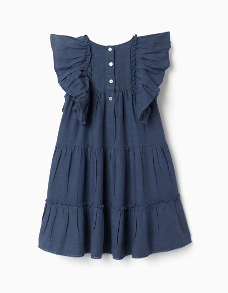 Robe en coton et lin avec manches à volants you&me Bleu 3 - vertbaudet enfant 