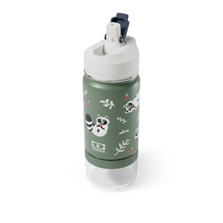 Gourde isotherme 2 en 1 avec paille 300ml twisty Bleu wolf+Cannelle fox+Vert raccoon 13 - vertbaudet enfant 