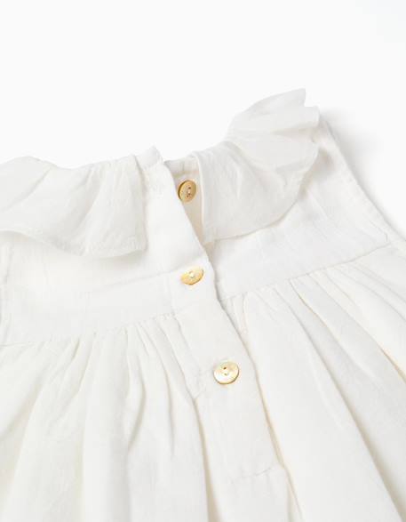 Robe en coton et lin à broderie anglaise Beige clair 3 - vertbaudet enfant 