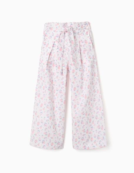 Fille-Pantalon en popeline à jambe large avec motif floral