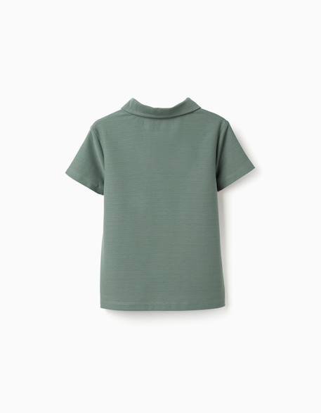 Polo en coton à jacquard Blanc+Vert foncé 6 - vertbaudet enfant 