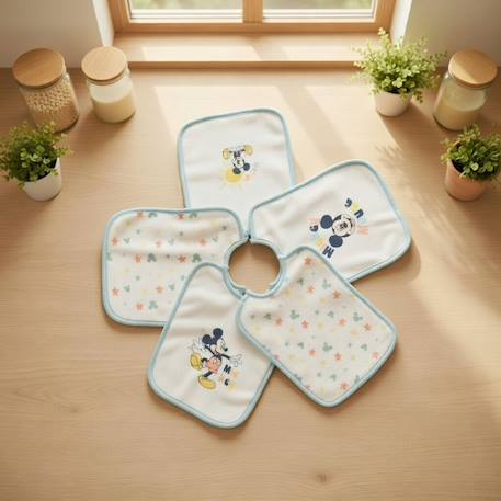 Lot de 5 bavoirs mickey coton Vert 2 - vertbaudet enfant 
