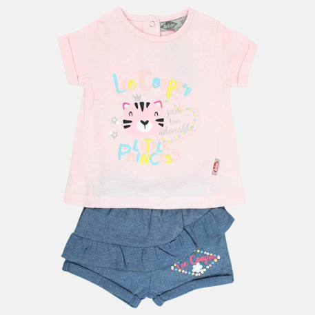Ensemble bébé fille t-shirt et short à motif Bleu+Rose 9 - vertbaudet enfant 