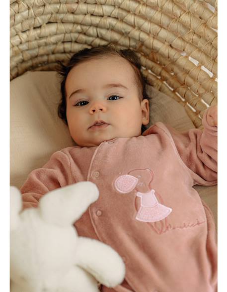 Pyjama bébé velours brodé Rose 2 - vertbaudet enfant 