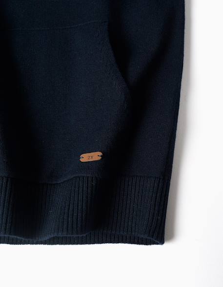 Pull en maille avec capuche b&s Bleu 4 - vertbaudet enfant 