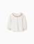 T-shirt à manches longues avec col brodé Beige clair 1 - vertbaudet enfant 