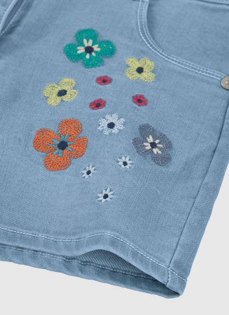 Short en jean fleurs Bleu 4 - vertbaudet enfant 