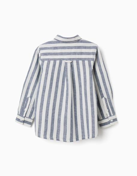 Chemise en coton et lin à rayures you&me Beige clair 3 - vertbaudet enfant 