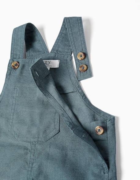 Salopette en lin et coton avec poches Beige clair+Bleu 7 - vertbaudet enfant 