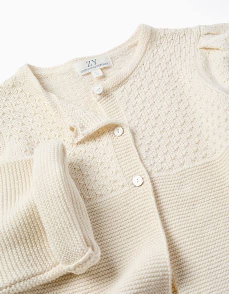 Cardigan en maille de coton à point de lien b&s Beige clair 3 - vertbaudet enfant 