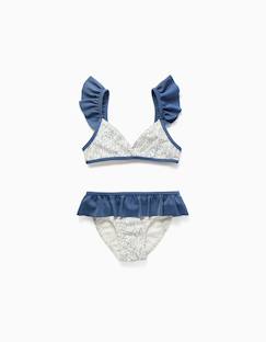 Maillot de bain 2 pièces avec motif floral et volants you&me  - vertbaudet enfant