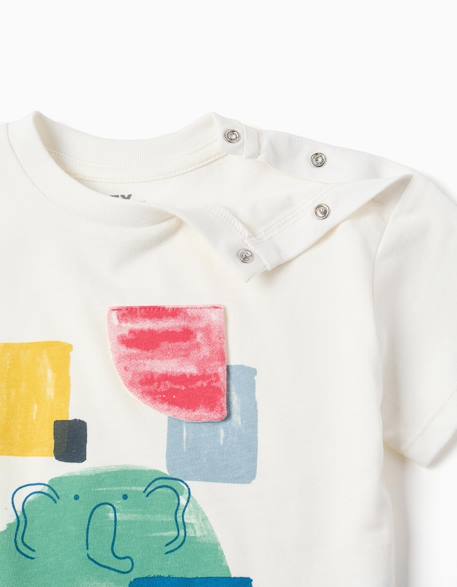 T-shirt en coton avec imprimé à l'avant d'art Blanc 3 - vertbaudet enfant 