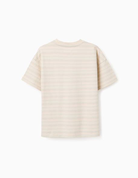 T-shirt en coton à rayures jacquard Blanc 2 - vertbaudet enfant 