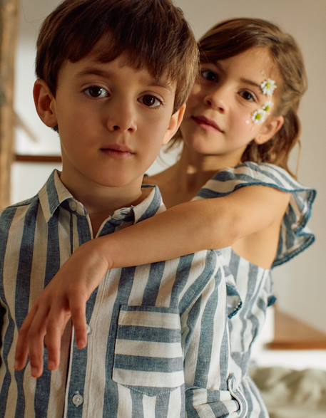 Garçon-Chemise en coton et lin à rayures you&me