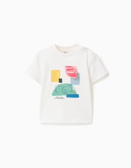 T-shirt en coton avec imprimé à l'avant d'art Blanc 1 - vertbaudet enfant 