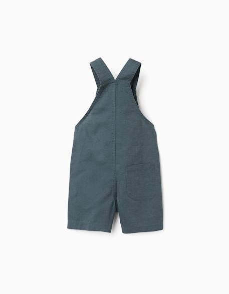 Salopette en lin et coton avec poches Beige clair+Bleu 6 - vertbaudet enfant 