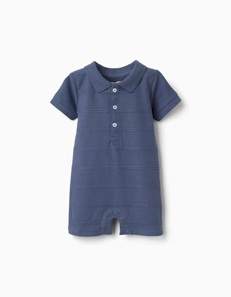 Combinaison en coton avec lignes en relief b&s Bleu 1 - vertbaudet enfant 