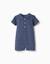 Combinaison en coton avec lignes en relief b&s Bleu 1 - vertbaudet enfant 