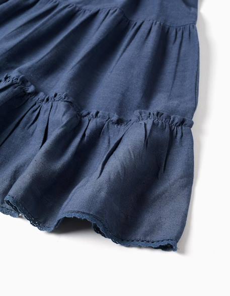 Robe en coton et lin avec manches à volants you&me Bleu 2 - vertbaudet enfant 