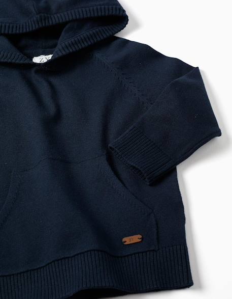 Pull en maille avec capuche b&s Bleu 3 - vertbaudet enfant 