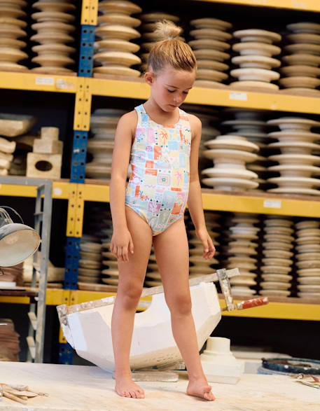 Fille-Maillot de bain-Maillot de bain avec imprimé coloré et bretelles croisées