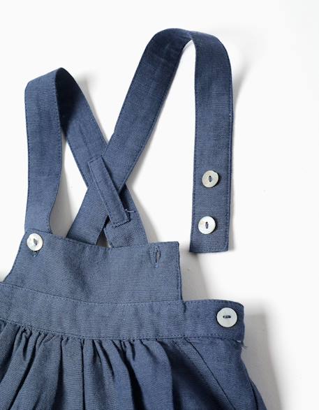 Combinaison en lin avec bretelles réglables you&me Bleu 3 - vertbaudet enfant 