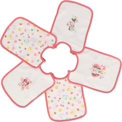 Puériculture-Lot de 5 bavoirs minnie coton