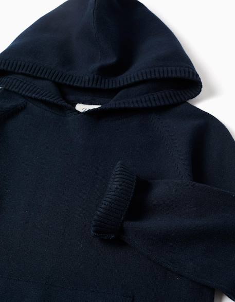 Pull en maille avec capuche b&s Bleu 3 - vertbaudet enfant 