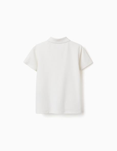 Polo côtelé en coton Blanc+Marrón 2 - vertbaudet enfant 