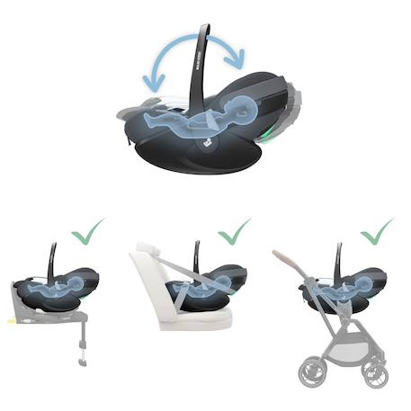 Siège auto bébé i-size pivotant et coulissant pebble 360 pro² Twillic black+Twillic graphite+Twillic green+Twillic truffle 10 - vertbaudet enfant 