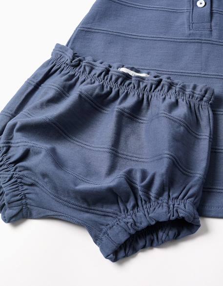 Robe + bloomer en coton avec lignes embossées b&s Bleu 4 - vertbaudet enfant 