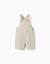 Salopette en lin et coton avec poches Beige clair+Bleu 1 - vertbaudet enfant 