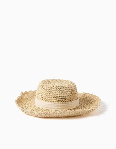 Fille-Accessoires-Chapeau de paille avec nœud décoratif