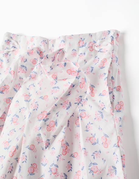 Pantalon en popeline à jambe large avec motif floral Blanc 3 - vertbaudet enfant 