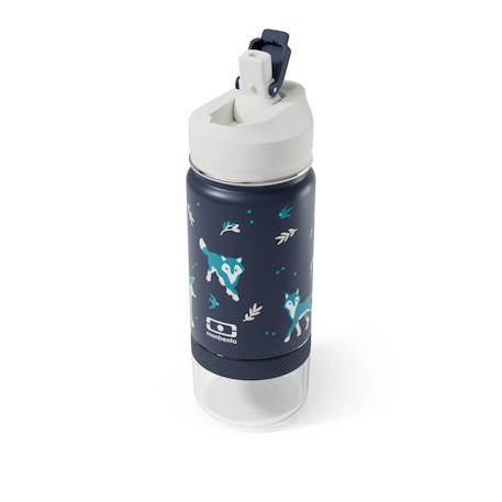 Gourde isotherme 2 en 1 avec paille 300ml twisty Bleu wolf+Cannelle fox+Vert raccoon 1 - vertbaudet enfant 