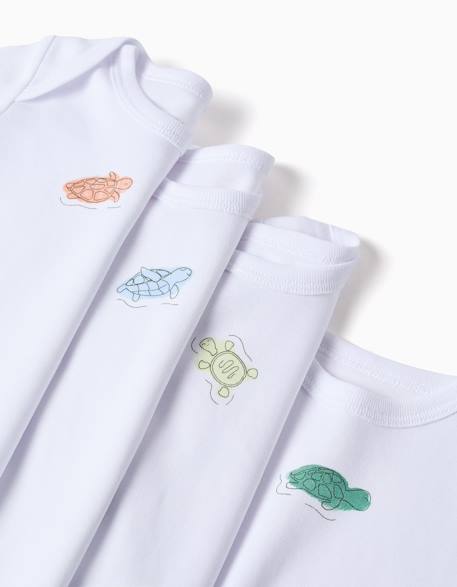 4 bodies en coton avec tortues imprimées Blanc 4 - vertbaudet enfant 