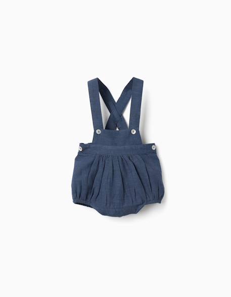 Combinaison en lin avec bretelles réglables you&me Bleu 1 - vertbaudet enfant 
