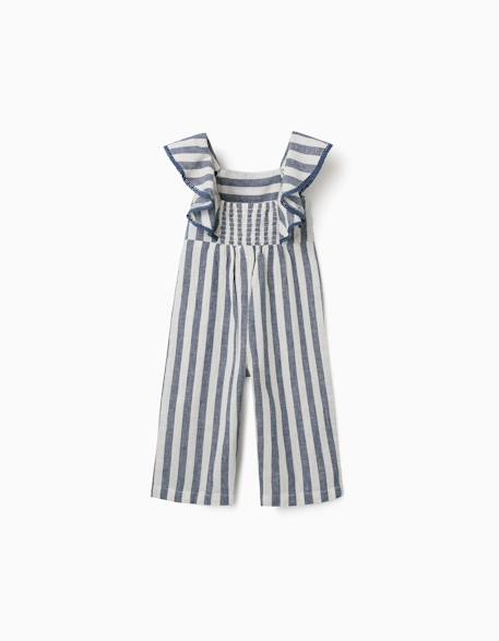 Combinaison en coton et lin à rayures you&me Beige clair 2 - vertbaudet enfant 