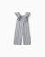 Combinaison en coton et lin à rayures you&me Beige clair 2 - vertbaudet enfant 